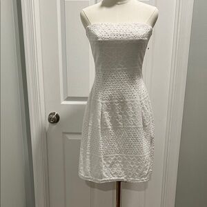 New York & Company White Strapless Lace Dress